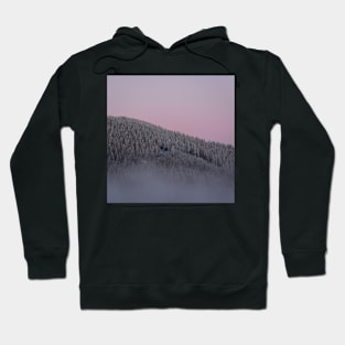 Pink Winter Misty Sunset in the Mountains of Czech Hoodie